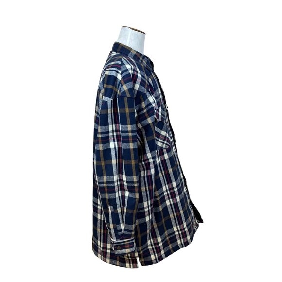Five Brother Mens Navy Tan Plaid Flannel Shirt Button Front 3XL - Picture 2 of 10